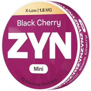 Black cherry ZYN mini x-low nicotine pouches 10 pack