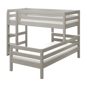 Bunk Bed 143 cm with Ladder and Safety Rail, 90x200 cm, Grey