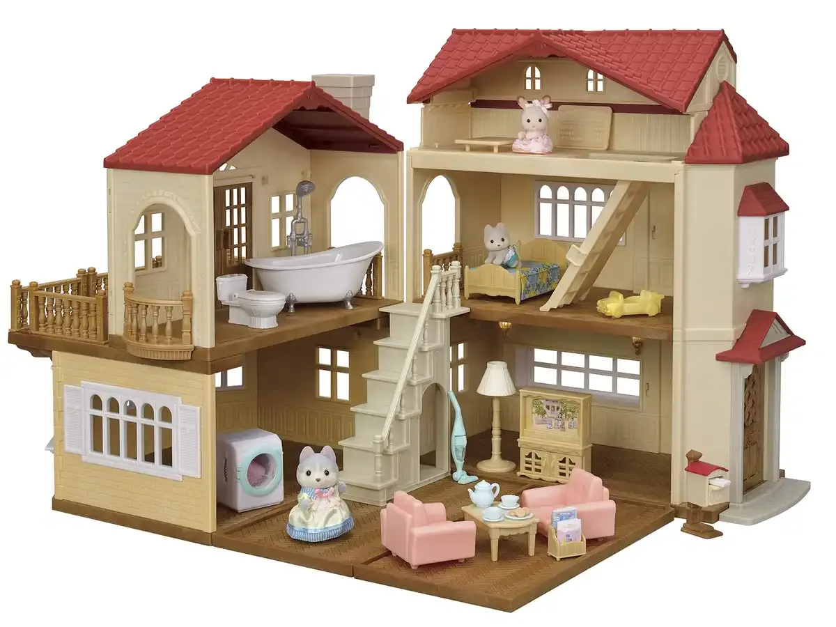 Epoch Sylvanian Families Big Red Roof House Deluxe Set with Secret Room