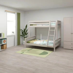 Family Bunk Bed 184 cm with Ladder and Safety Rail, 90/140x200 cm, Grey
