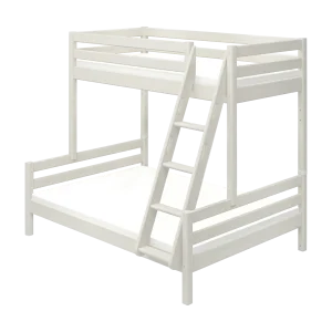 Family Bunk Bed 184 cm with Ladder and Safety Rail, 90/140x200 cm, White
