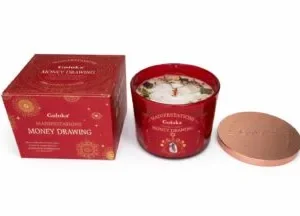 Goloka - Manifestations Money Drawing Candle - 9oz ( Gem Stone - Pyrite)