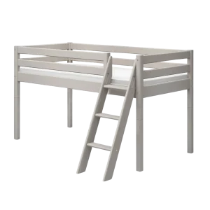 High Bed 120 cm with Ladder and Safety Rail, 90x200 cm, Grey