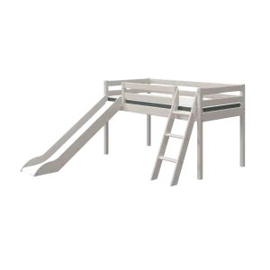 High Bed 120 cm with Slide and Ladder, 90x200 cm, Grey