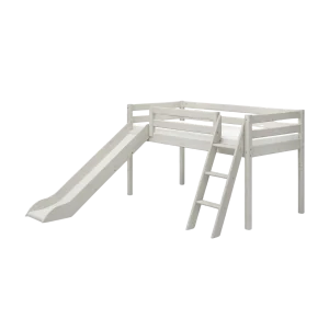 High Bed 120 cm with Slide and Ladder, 90x200 cm, White