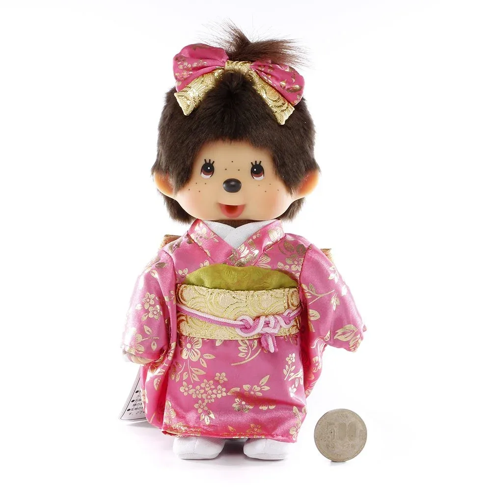 Sekiguchi Monchhichi Girl Plush Toy Furisode Style 20cm Height - Image 2