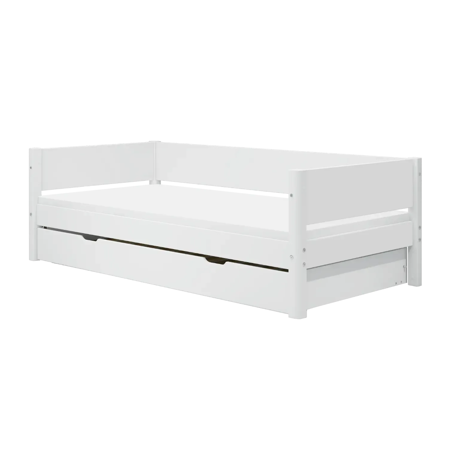 Single Bed 90x200 cm with Pull-out Bed 90x190 cm, WHITE, Daybed