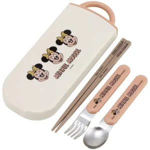 Skater Disney Minnie Mouse Kids Antibacterial Utensil Set: Chopsticks Spoon Fork