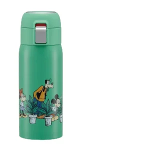Skater Mickey Mouse 350Ml Stainless Steel Straw Mug Bottle Cold-Keeping Green