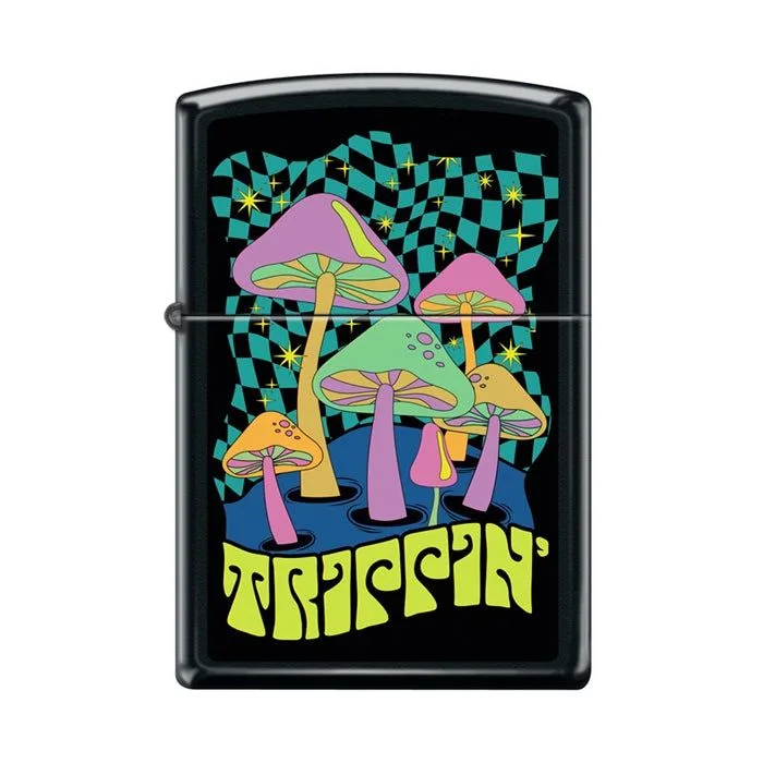 Zippo Lighter - Black Light Trippin' Mushrooms